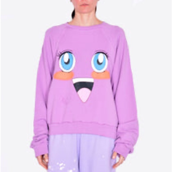 LIBERAL YOUTH MINISTRY LYM01T122 WOMENS EMOJI SWEATSHIT LILAC SIZE M - Picture 2 of 12